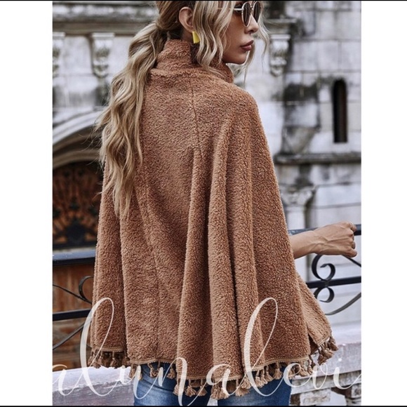 Vegan Fur Poncho Coat - Picture 4 of 4